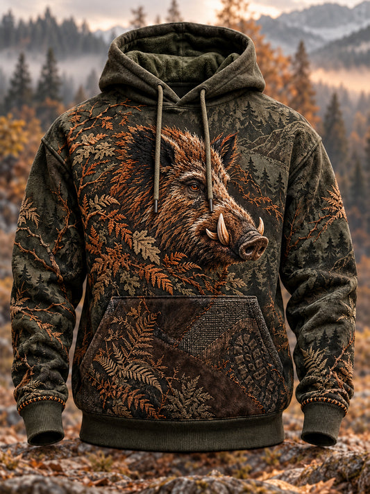 Mäns jakt säsong kultur överdimensionerad drop-Shulder Hoodie med fickar