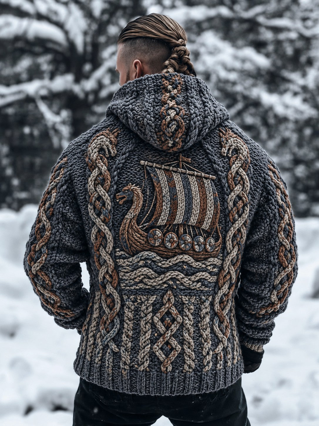 Vikingtröja med huva för män