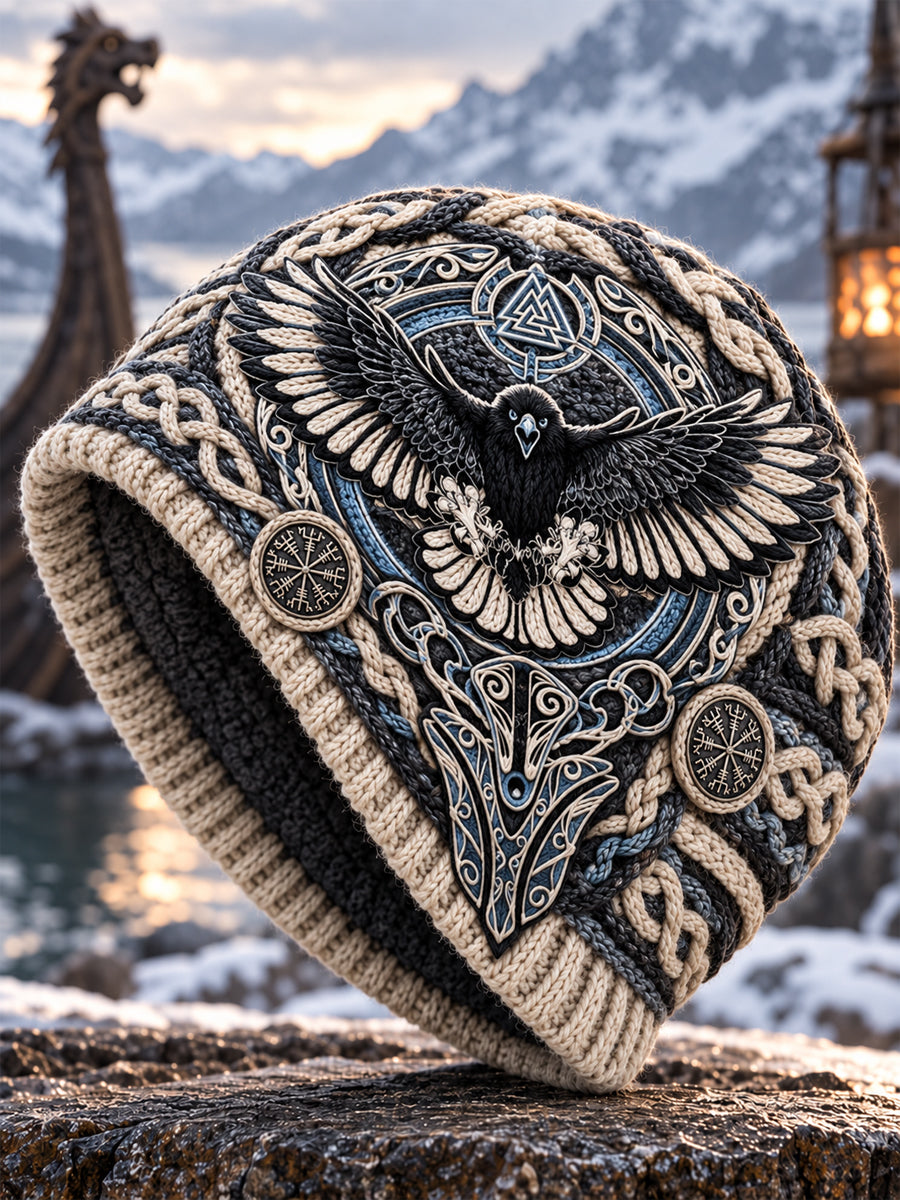 Viking Vintage Höst- och vintermössa, varm och kallstickad