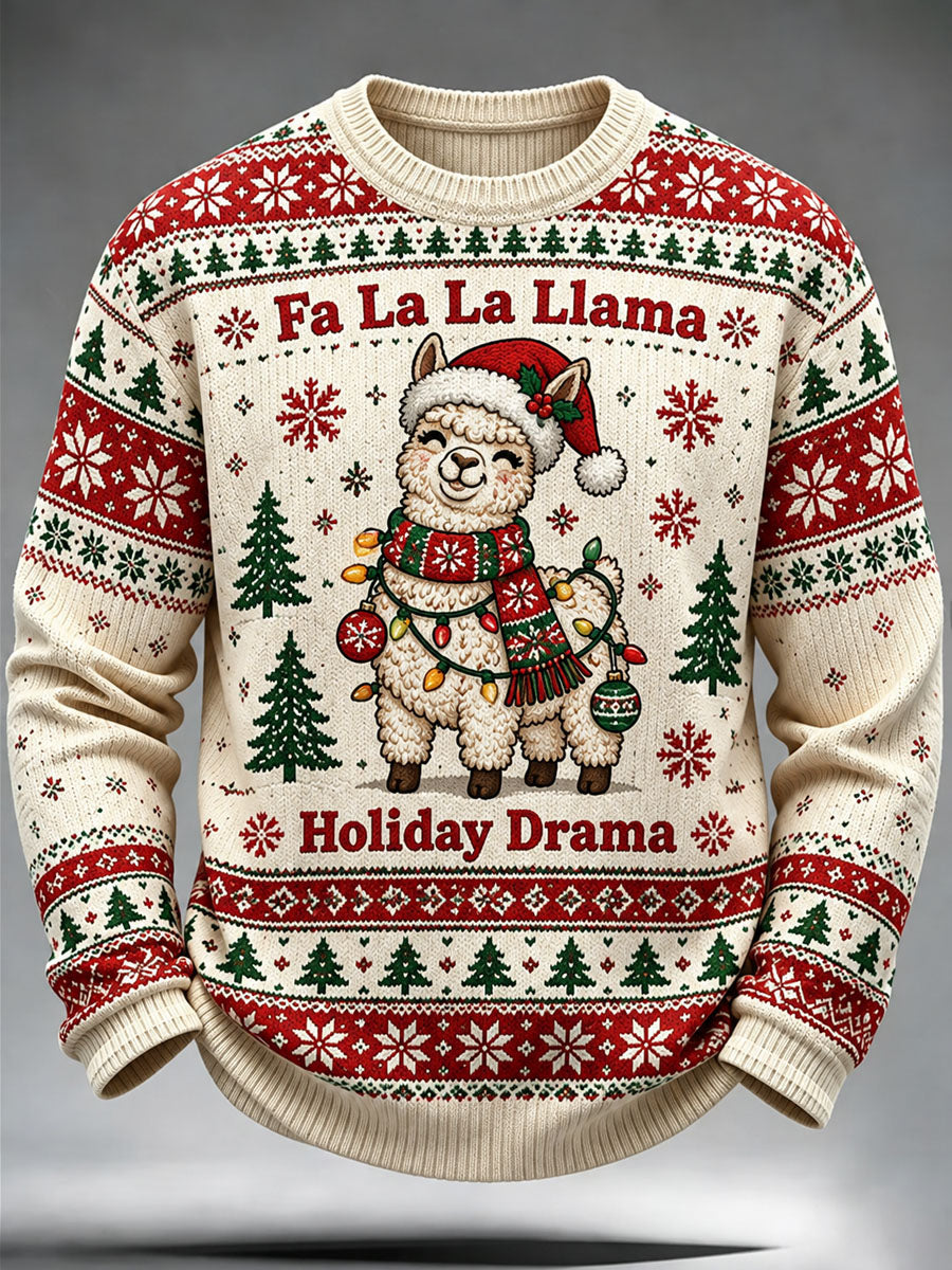 Mäns jul Alpaca Print Casual Sweatshirt