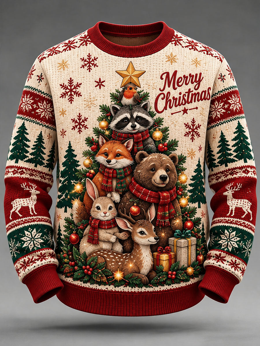 Mäns djur julgran Skriv ut Casual Sweatshirt
