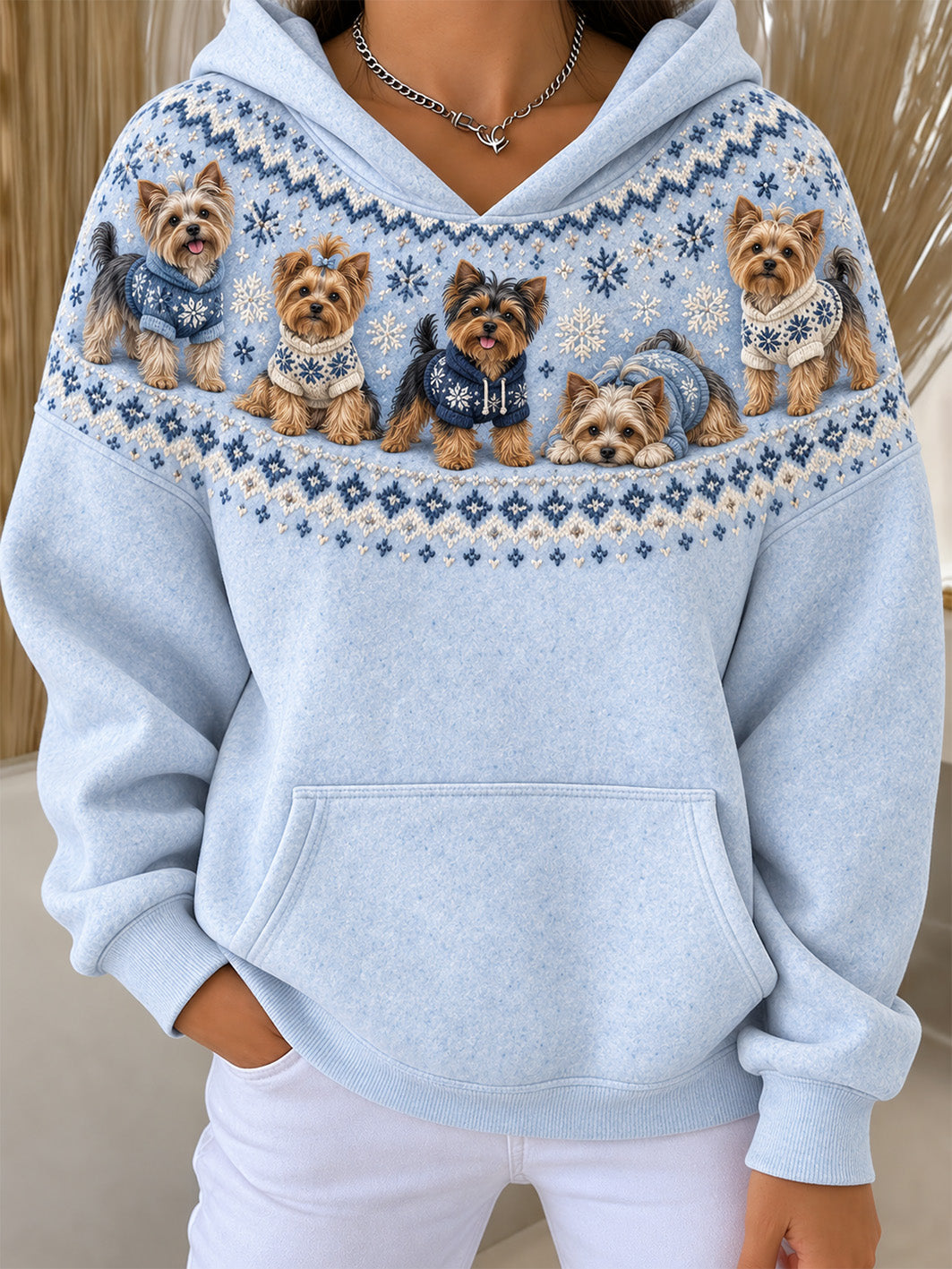 Kvinnors Yorkie hundar Mönster Design Casual HoodieComment