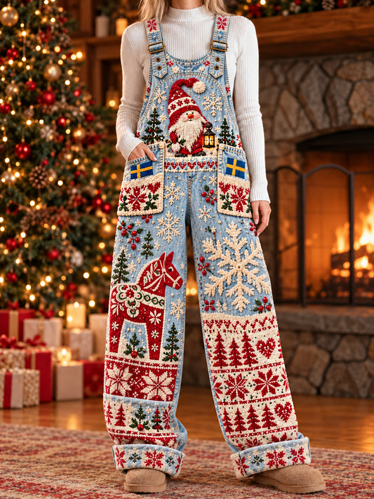 Damkjol med svensk julmotiv och tryckt mönster