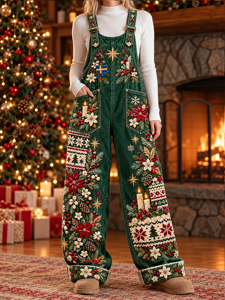 Damkjol med svensk julmotiv och tryckt mönster