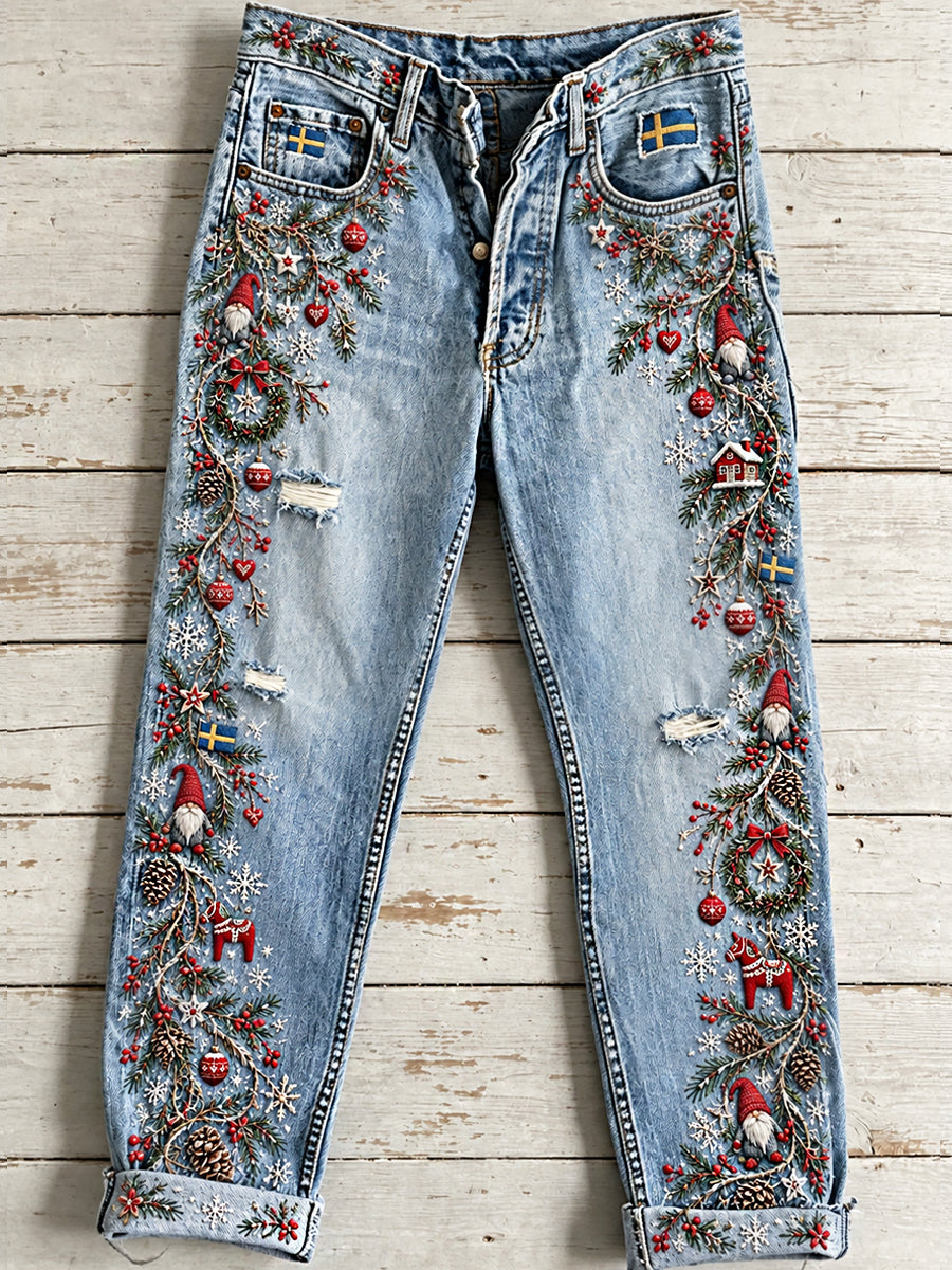 Damer, svenska julkonsttryck på jeans