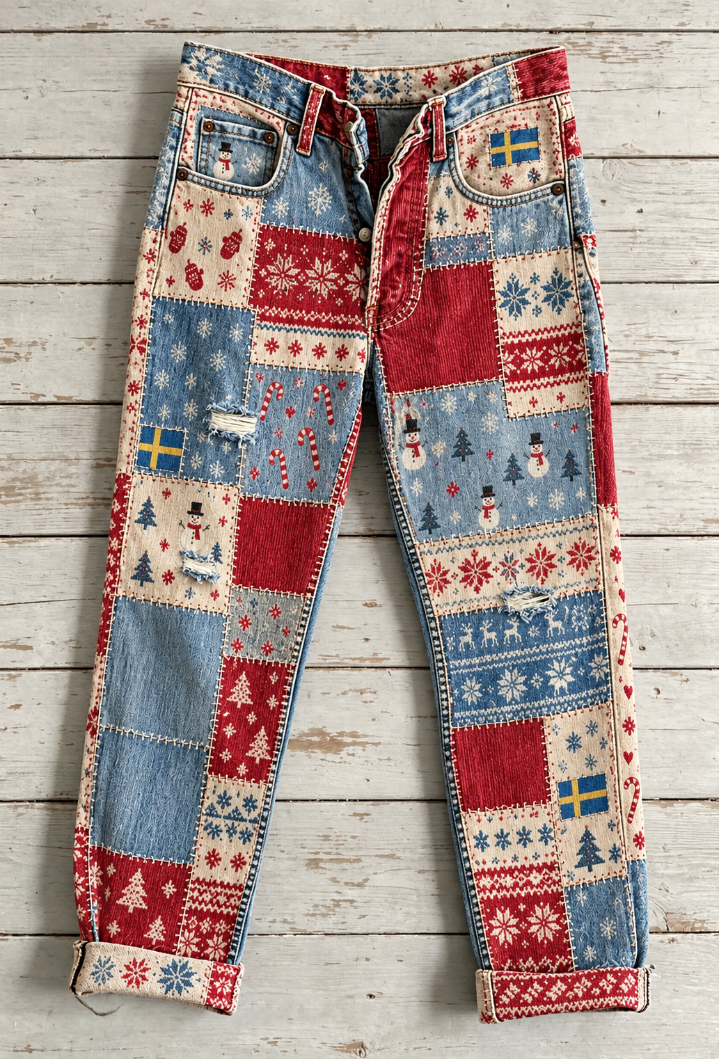 Damer, svenska julkonsttryck på jeans