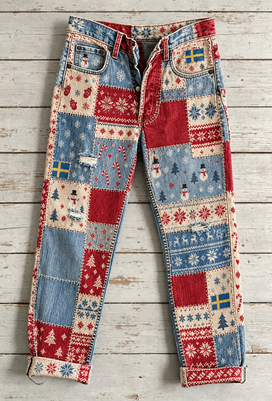 Damer, svenska julkonsttryck på jeans