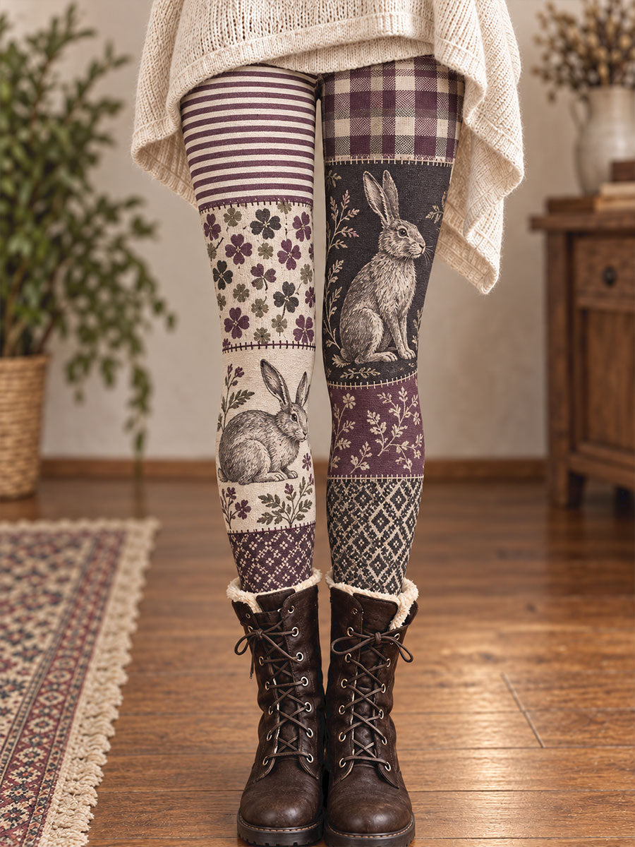 Kvinnors vinter blomster djur konst tryckta Leggings