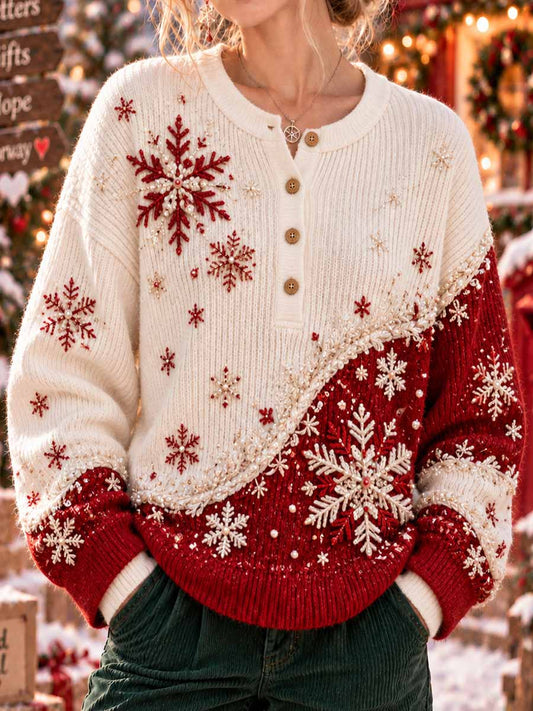 Kvinnors jul vinter Snöflinga Print Sweatshirt
