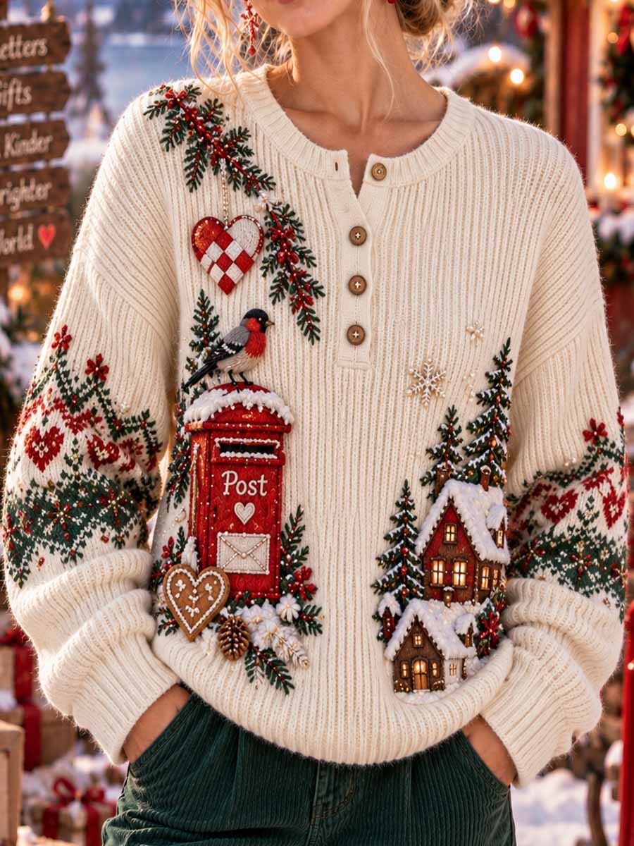 Kvinnorska Traditionella jultomten Postkontor Skriv ut tröjar