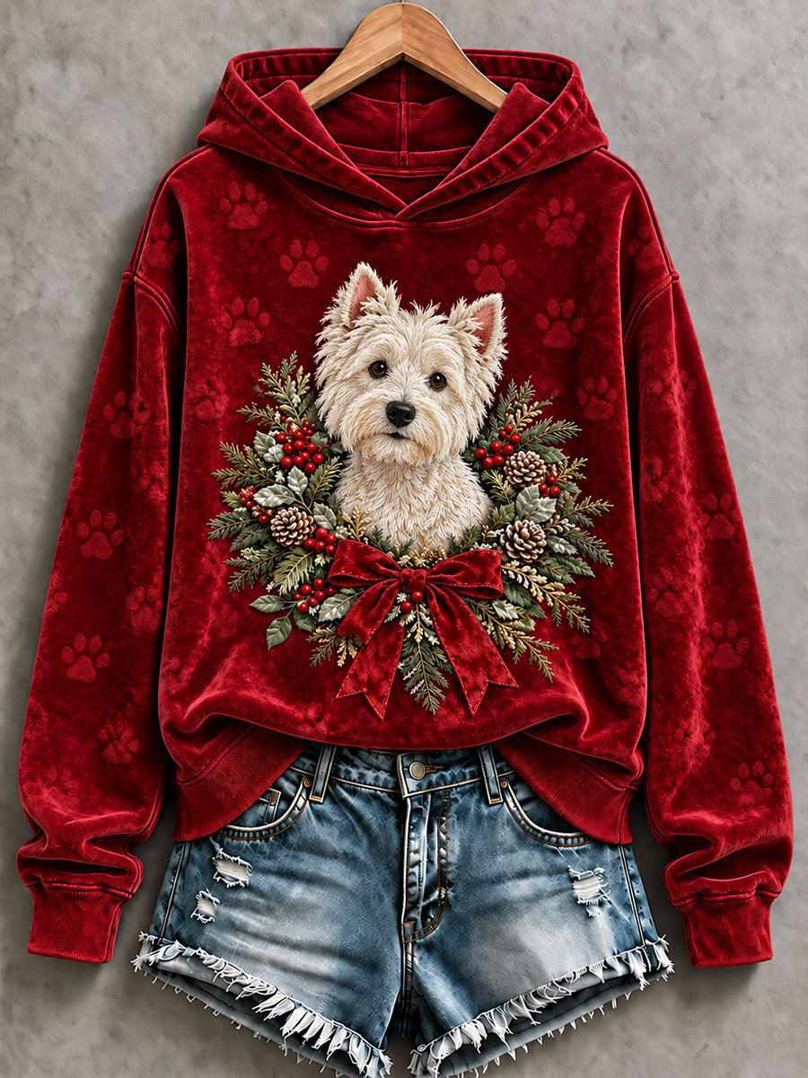 Kvinnors jul West Highland Hund Print