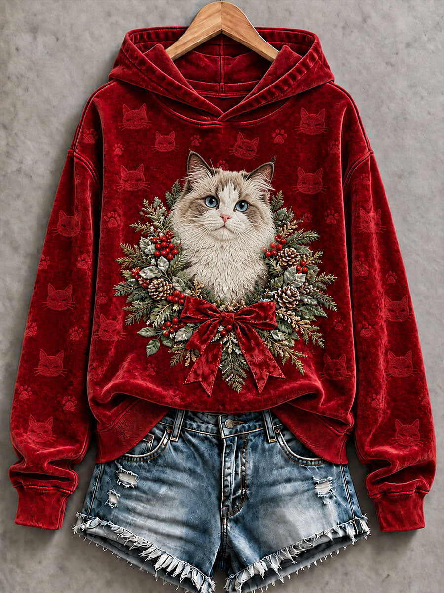 Kvinnors jul Ragdoll katt Skriv ut huvat