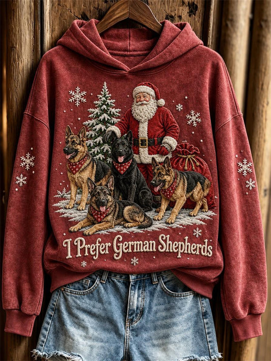 Damtröja med julmotiv – Jag föredrar tyska schäfrar, tomte och hundar