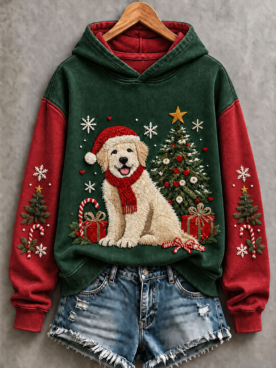 Kvinnlig julig rolig hundkonst normal sweatshirt