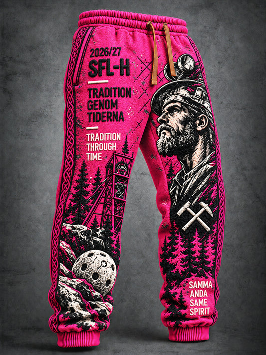 Män Rosa Svenska Innebandy IBF Falun Tryckta Lediga Sportbyxor