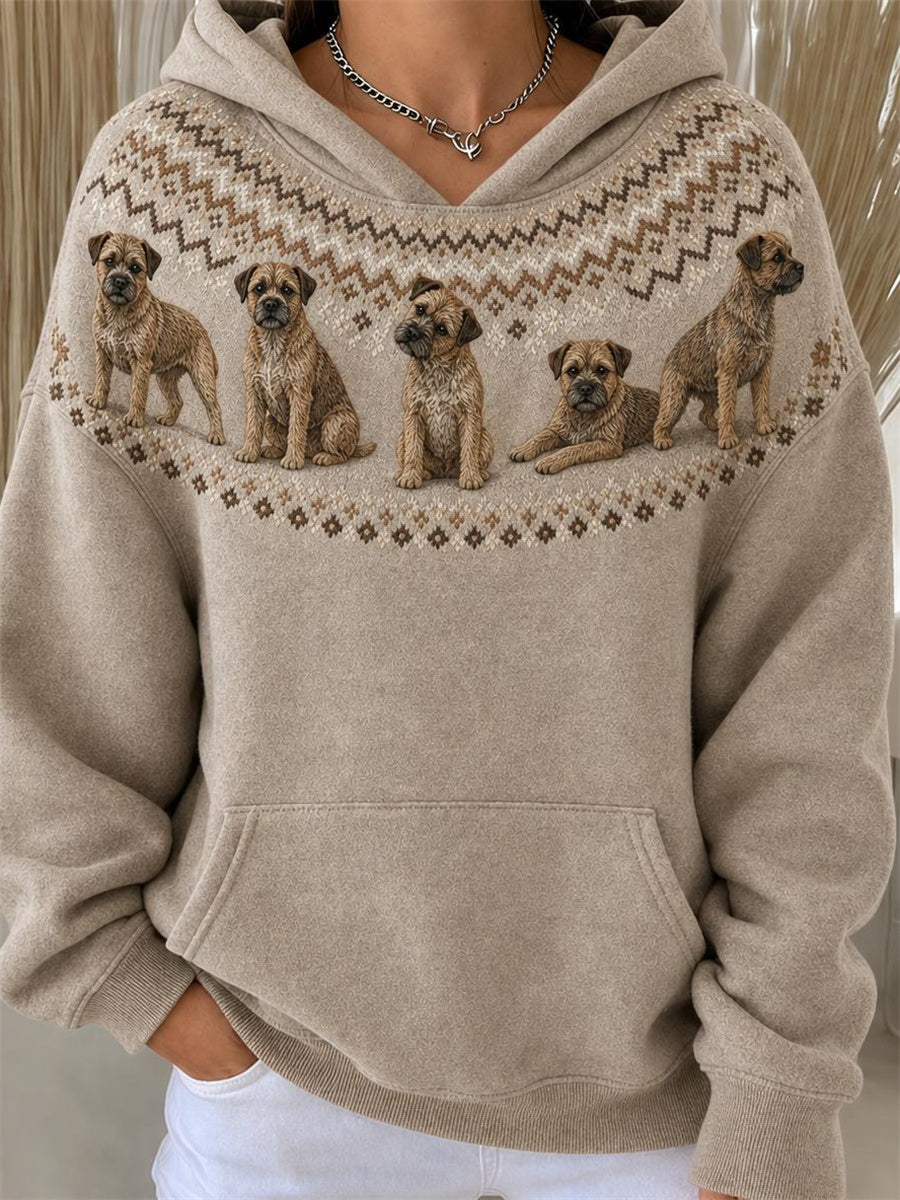 Kvinnors Vintage gränser Terrier hundar Yoke Isle Mönster Skriv ut huvat