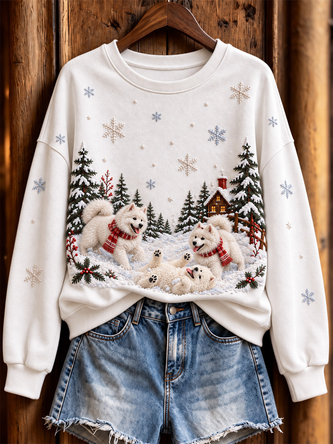 Kvinnors Samoyed hundar Mönster Orsaker Regelbunden Sweatshirt
