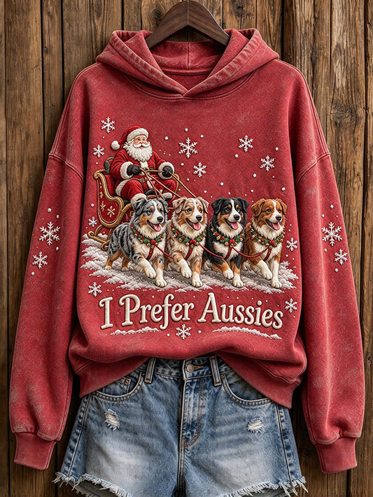 Damtröja med julmotiv – Jag föredrar australiensiska jultomten och hundar