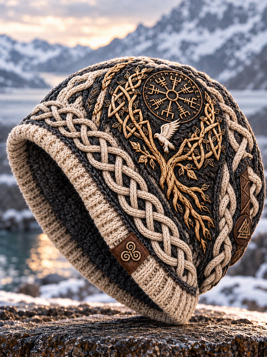 Vikingkonst Vintage Varm, kallstickad mössa för höst och vinter