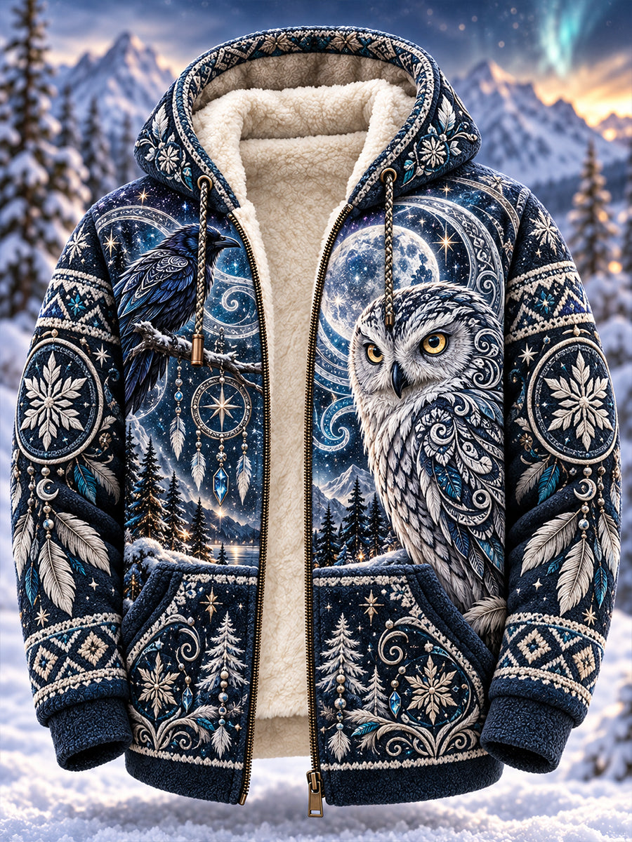 Mäns nordiska djur Skriv ut Flannel Hoodie Flannel