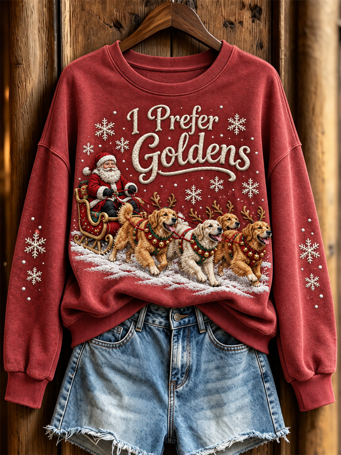 Kvinnlig, avslappnad sweatshirt i normal passform med guldigt mönster från I Prefer