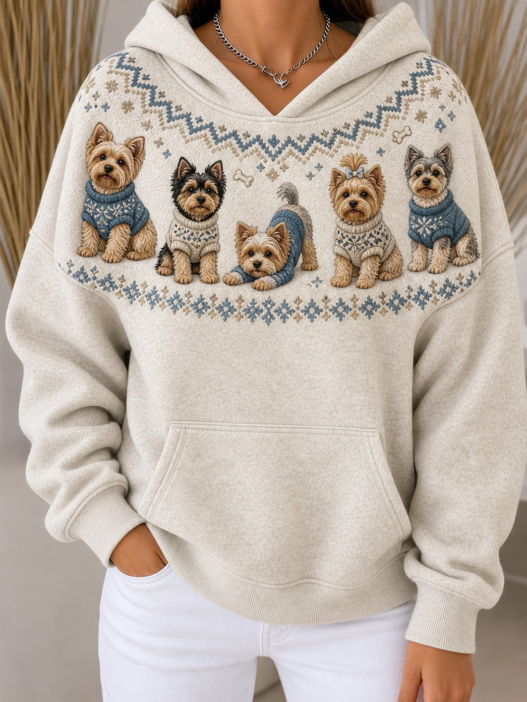 Kvinnlig Yorkshires-mönstrad avslappnad hoodie
