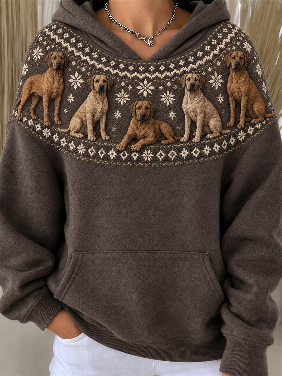 Kvinnors Vintage Rhodesian Ridgeback hundar Yoke Isle Mönster Print