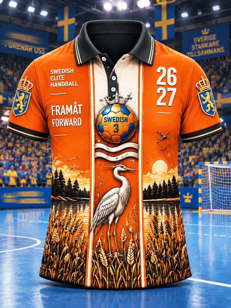 Herrans Orange IFK Kristianstad Svensk handboll Tryckt Casual Polo tröj