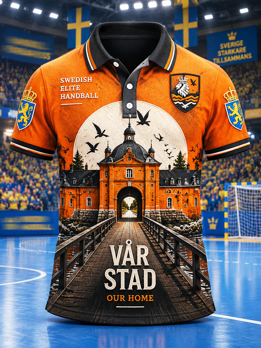 Mäns IFK Kristianstad Svensk handboll Tryckt Casual Polo tröj