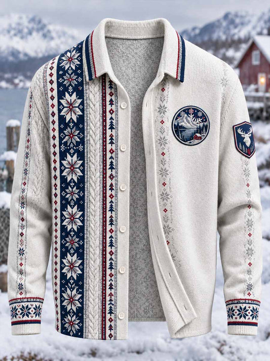 Mäns vinter konst Folkmönster Skriv ut Cardigan
