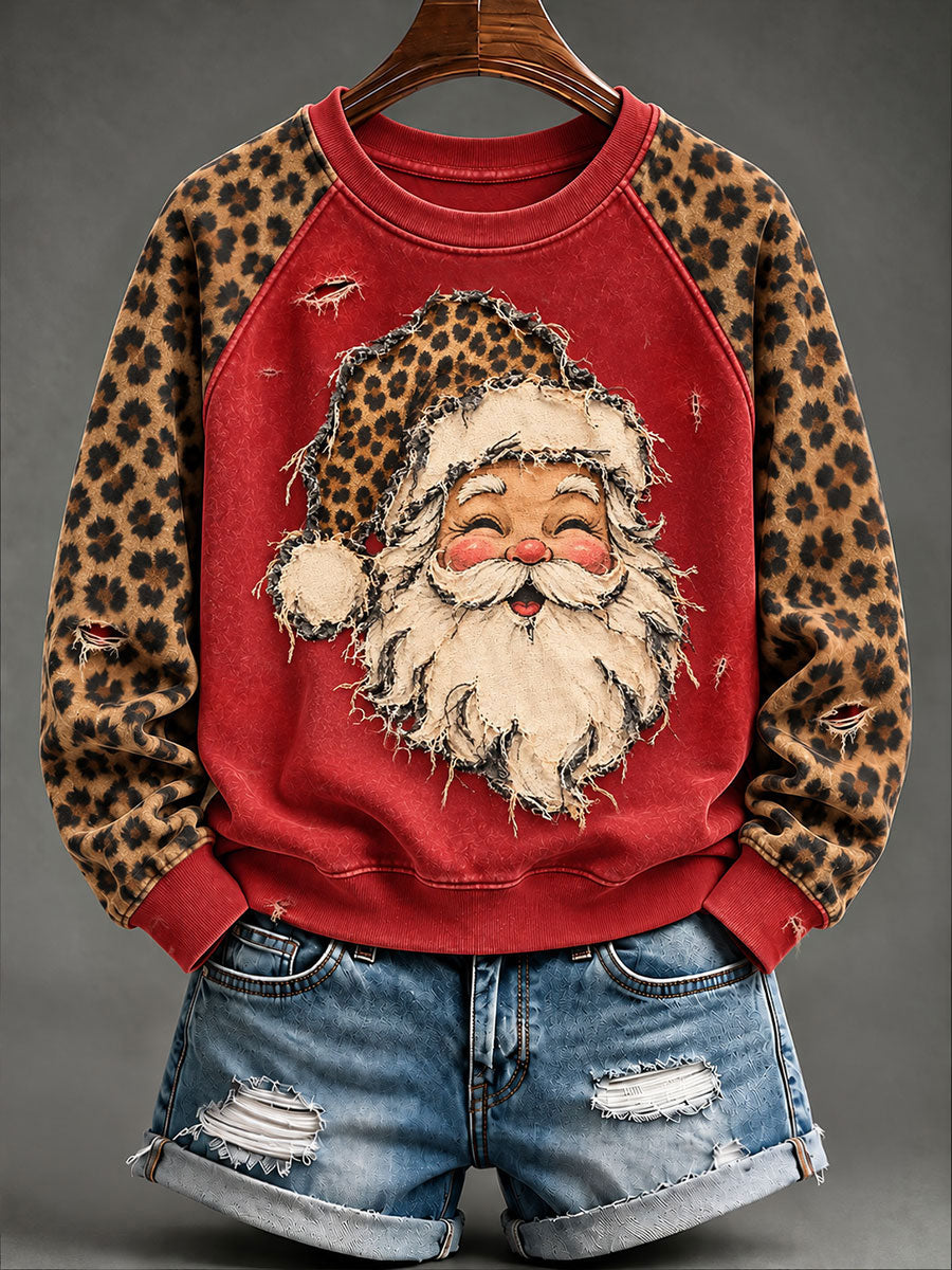 Kvinnors Vintage jul jul Claus Raglan ärm Sweatshirt