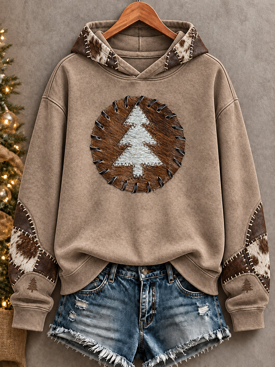 Kvinnors Vintage Western Style jul konst tryckt Hoodies