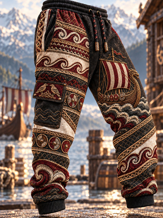 Vikingartig fritidströja och byxor för män