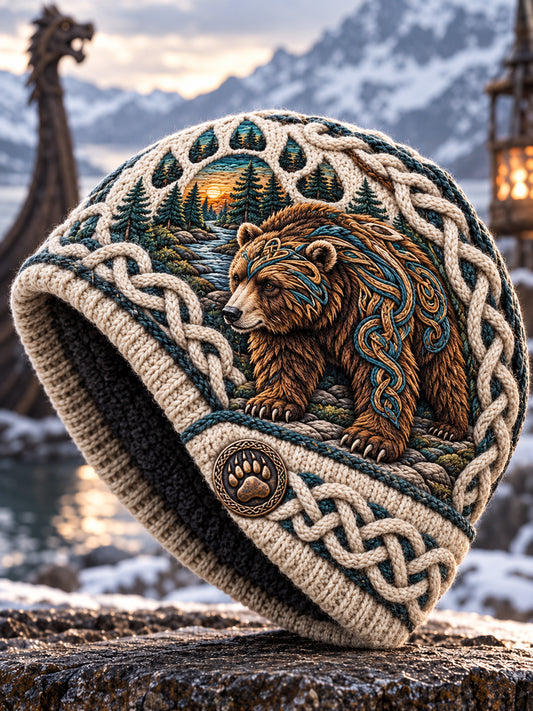 Vikingkonst Vintage Varm, kallstickad mössa för höst och vinter