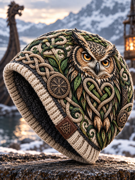 Vikingkonst Vintage Varm, kallstickad mössa för höst och vinter