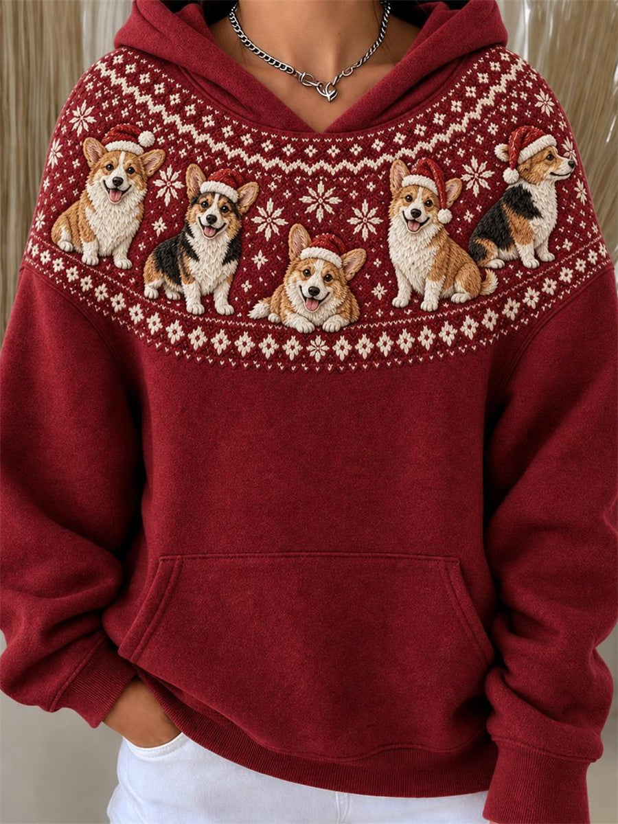 Kvinnors jul Corgi hundar Yoke Isle Mönster Print