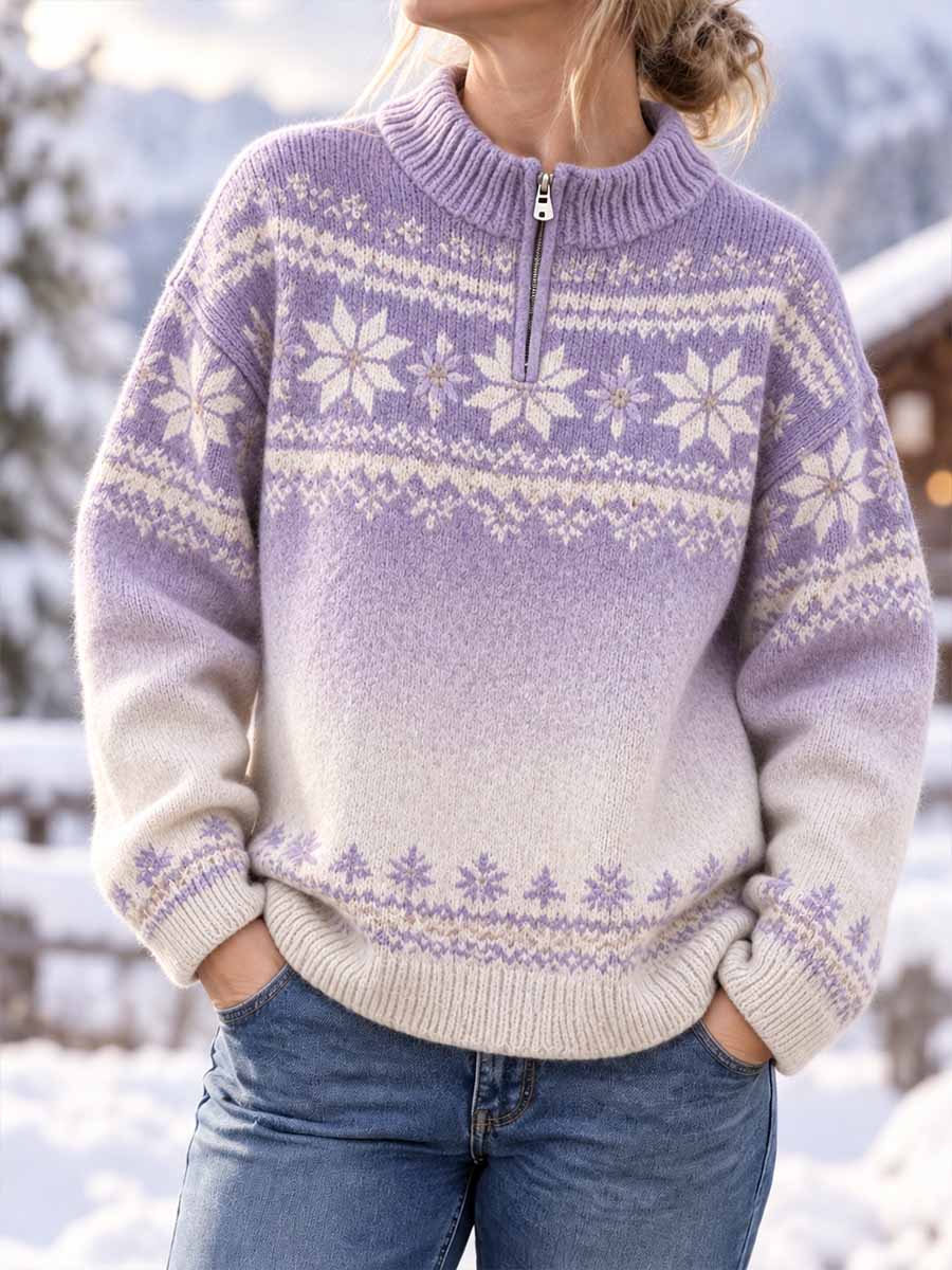 Damtröja med vintermönster av snöflingor