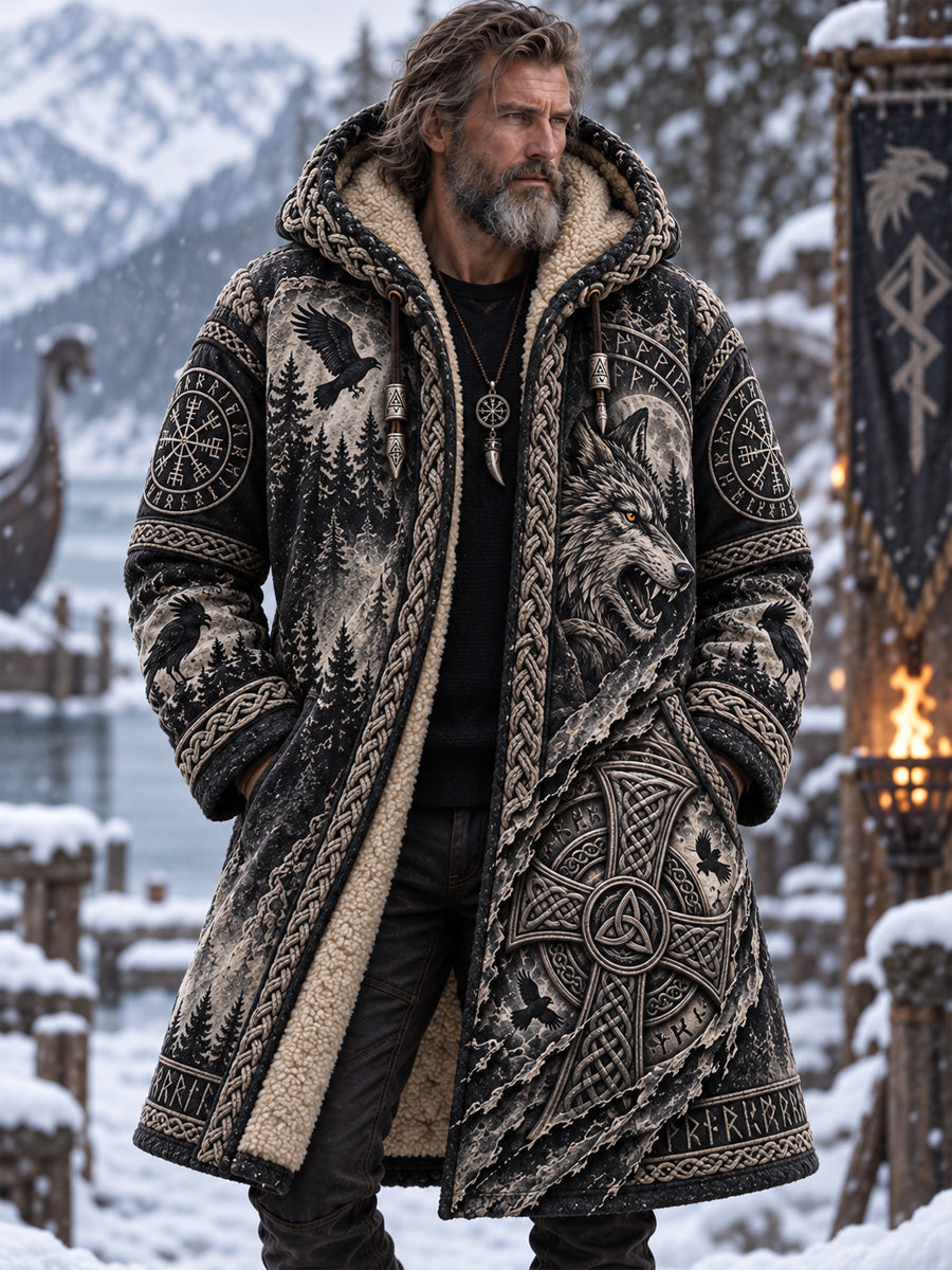 Herrtröja med vikingamönster och fleecefoder