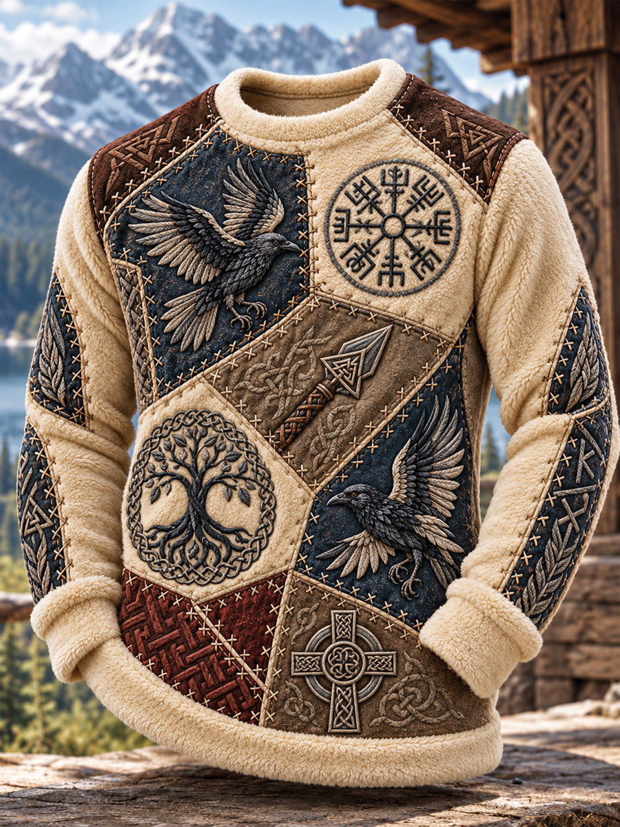 Herrtröja i vikingastil med rund hals och flanelltyg