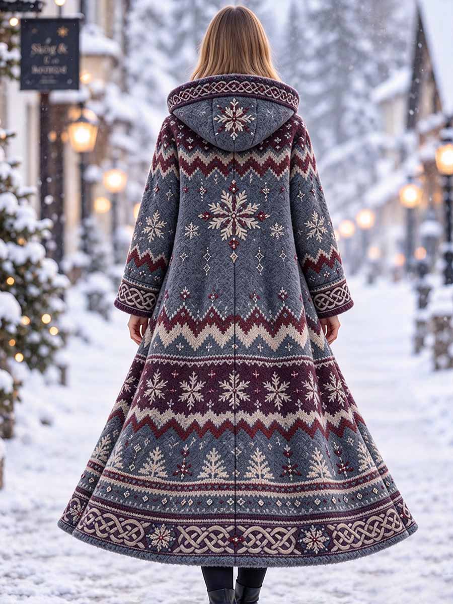 Damrock med snöflingemönster tryckt på vintern