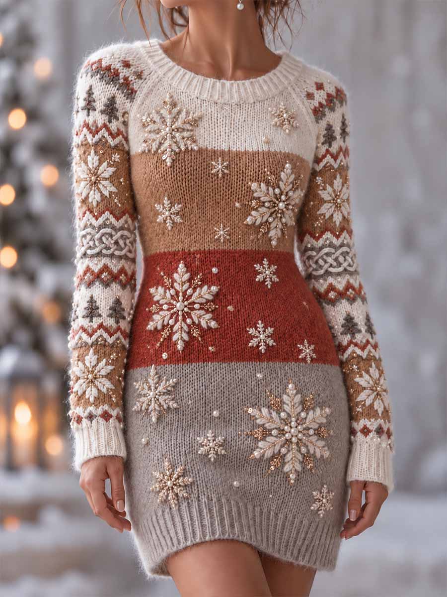 Damklänning med vintermotiv av snöflingor