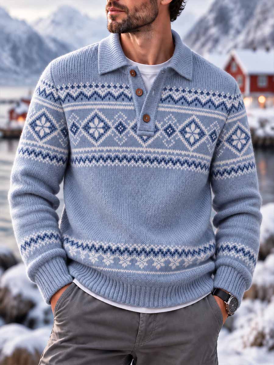 Klassisk vintertröja för män med snöflingemönster