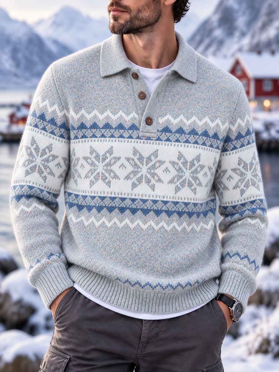 Mäns Vintage vinter snöflinga mönster tröjar