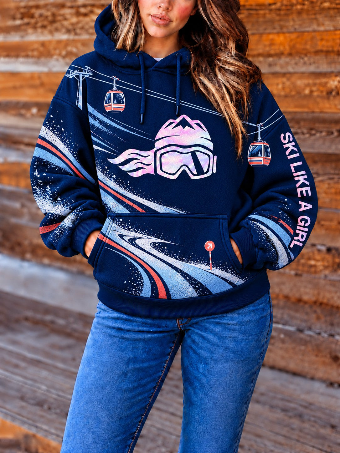 Damtröja med tryck: Ski Like A Girl