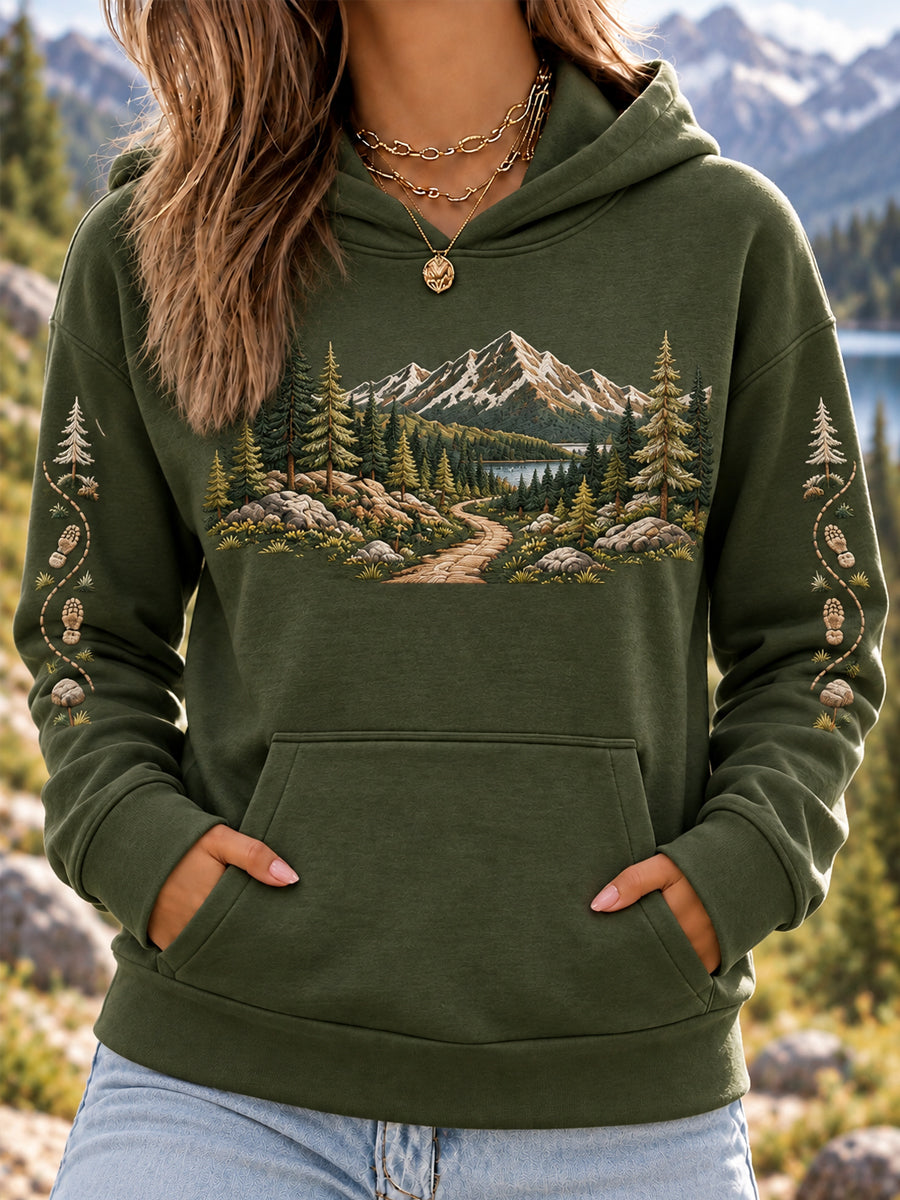 Dammens Vildmarkspågstryck Vandringsälskare Ledsagande Hoodie