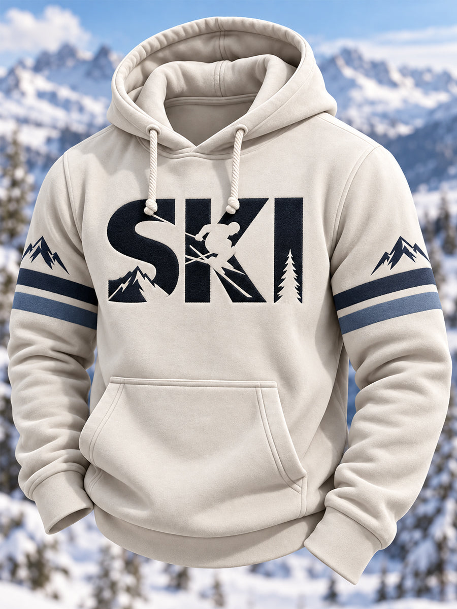 Mäns skiälskare redo för skidsäsong Casual Hoodie.