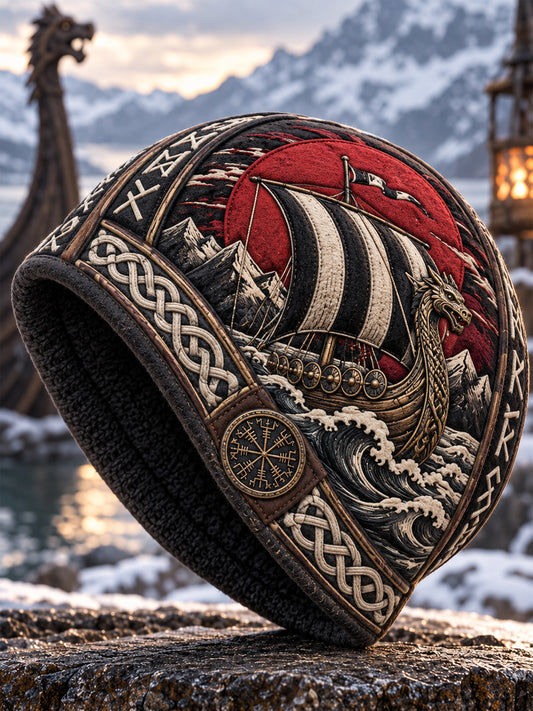 Vikingkonst Vintage Varm, kallstickad mössa för höst och vinter