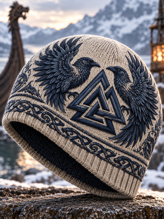 Vikingkonst Vintage Varm, kallstickad mössa för höst och vinter