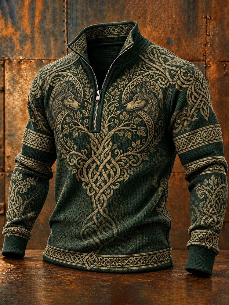 Mäns vikinga- Zip-Up Sweatshirt