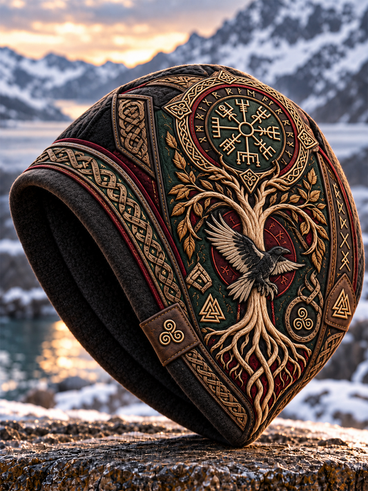 Vikingkonst Vintage Varm, kallstickad mössa för höst och vinter